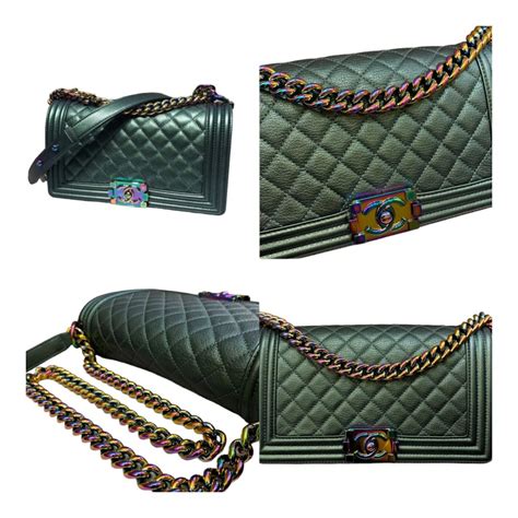 chanel old medium boy flap bag with rainbow hardware|chanel black boyfriend bag.